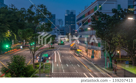Old Hill Street Police Station historic building in Singapore night to day timelapse. Old Hill Street Police Station historic building in Singapore night to day timelapse. 139207413