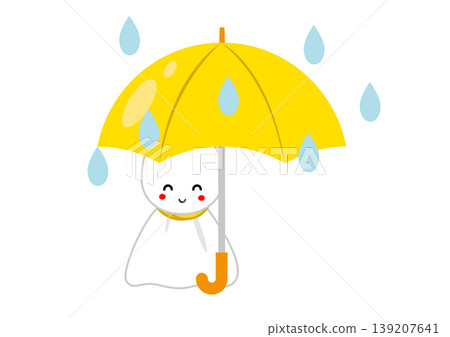 A cute illustration of a teru teru bozu (weather doll) holding an umbrella, evoking the image of the rainy season. A cute illustration of a teru teru bozu (weather doll) holding an umbrella, evoking the image of the rainy season. 139207641