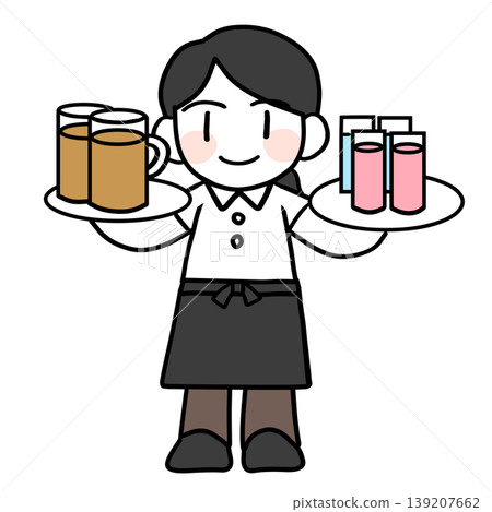 女員工端著飲料 女員工端著飲料 139207662