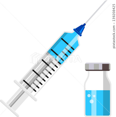 plastic medical syringe and vial icon plastic medical syringe and vial icon 139208425