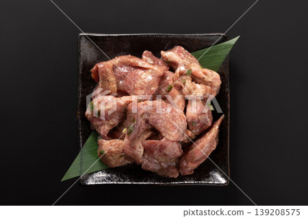 Beef tongue (with green onion and salt) before cooking Beef tongue (with green onion and salt) before cooking 139208575