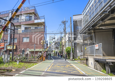 Urban landscape of Setagaya Ward, Tokyo: Ikenoue Station and Ikenoue Shopping Street 139208605