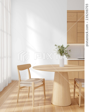wooden chair and table in modern kitchen room wooden chair and table in modern kitchen room 139208703