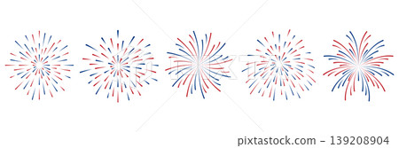 A set of red and blue fireworks for the 4th of July. A set of red and blue fireworks for the 4th of July. 139208904