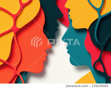 Neurodiversity and Asperger Awareness Banner With Diverse Human Silhouettes and Social Distance Concept 139208995