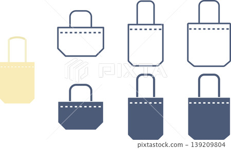 A set of tote bag material with stitches of various sizes. 139209804