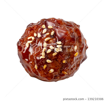 White background, cutout of sweet and sour meatball (1 piece, close-up) White background, cutout of sweet and sour meatball (1 piece, close-up) 139210386
