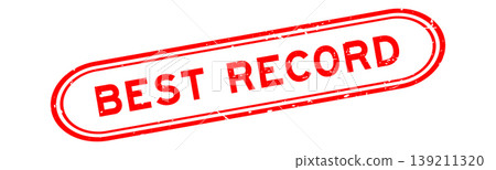 Grunge red best record word rubber seal stamp on white background 139211320