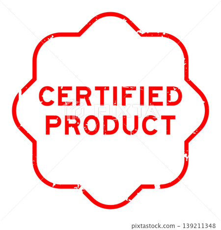 Grunge red certified product word rubber seal stamp on white background Grunge red certified product word rubber seal stamp on white background 139211348
