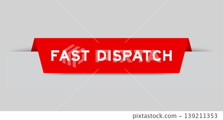 Red color inserted label with word fast dispatch on gray background Red color inserted label with word fast dispatch on gray background 139211353