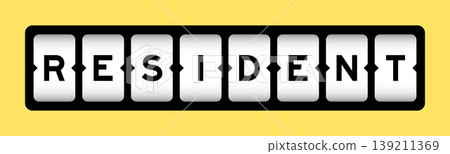 Black color in word resident on slot banner with yellow color background Black color in word resident on slot banner with yellow color background 139211369