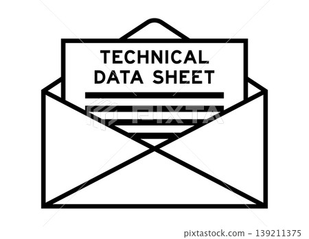 Envelope and letter sign with word technical data sheet as the headline 139211375