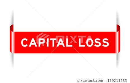Red color inserted label banner with word capital loss on white background Red color inserted label banner with word capital loss on white background 139211385