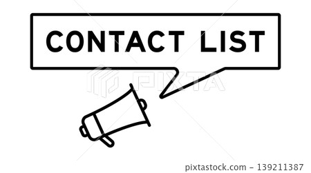 Megaphone icon with speech bubble in word contact list on white background Megaphone icon with speech bubble in word contact list on white background 139211387