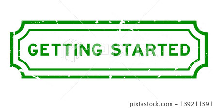 Grunge green getting started word rubber seal stamp on white background Grunge green getting started word rubber seal stamp on white background 139211391
