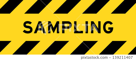 Yellow and black color with line striped label banner with word sampling Yellow and black color with line striped label banner with word sampling 139211407