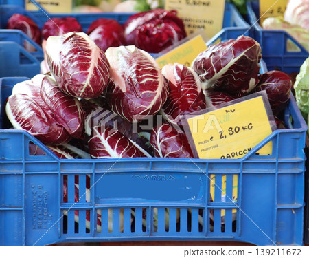 boxes of red radicchio boxes of red radicchio 139211672