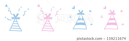 This is a hand-drawn illustration of a birthday hat. 139211674