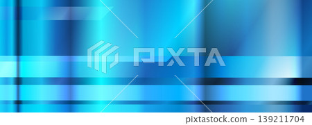 Vibrant blue geometric gradient abstract background with glossy horizontal and vertical bands, subtle glass panels and light reflections, cool cyan and turquoise hues, sleek modern mood perfect 139211704