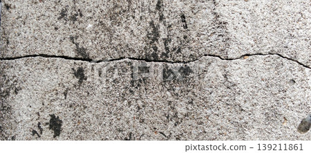 Weathered Concrete Wall with Obvious Horizontal Cracks and Rough Texture as Background Weathered Concrete Wall with Obvious Horizontal Cracks and Rough Texture as Background 139211861