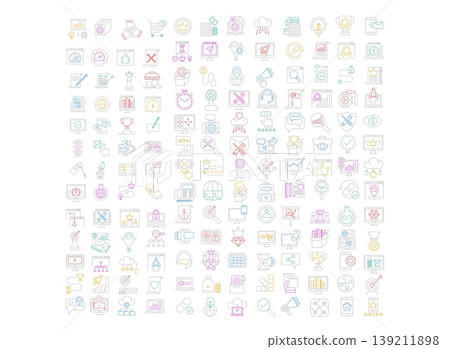 Modern SEO and Web Development Outline Vector Icon Set 139211898