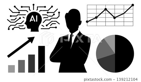 AI-driven data analysis and improved performance: A business image of executives, DX promotion, growth strategies, and concepts (black) AI-driven data analysis and improved performance: A business image of executives, DX promotion, growth strategies, and concepts (black) 139212104