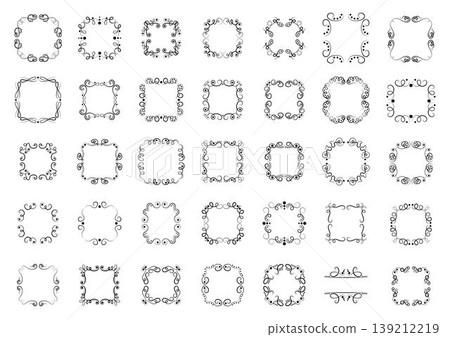 Ornate Doodle Style Vertical Rectangular Frames Hand-Drawn Set 139212219