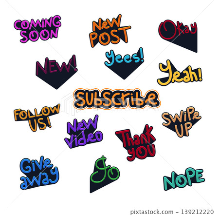 Modern Social Media and Digital Communication Typography Icon Set Modern Social Media and Digital Communication Typography Icon Set 139212220