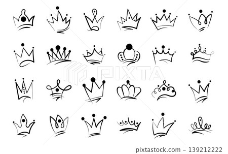 Doodle Crowns Vector Icons Doodle Crowns Vector Icons 139212222