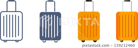 Material set of a suitcase viewed from the front with the handle extended. Material set of a suitcase viewed from the front with the handle extended. 139212460