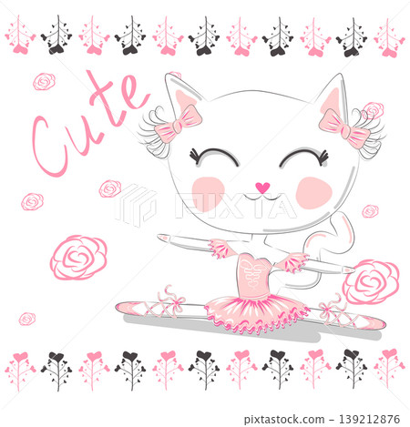Love ballet. Doodle of cute dancing ballet cat Love ballet. Doodle of cute dancing ballet cat 139212876