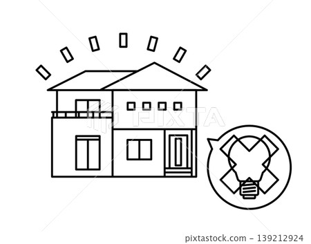 一棟獨立式住宅遭遇停電-線條描圖 一棟獨立式住宅遭遇停電-線條描圖 139212924