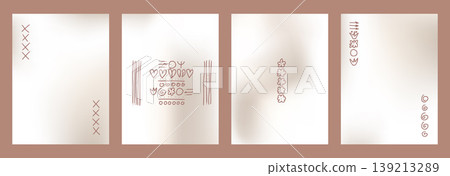 Pearl beige gradient backgrounds set. Nacre gradation and neutral soft banners template collection. Pearl vector in beige bg with brown heart, flower and spiral doodle. Invitation in cream ivory tone Pearl beige gradient backgrounds set. Nacre gradation and neutral soft banners template collection. Pearl vector in beige bg with brown heart, flower and spiral doodle. Invitation in cream ivory tone 139213289