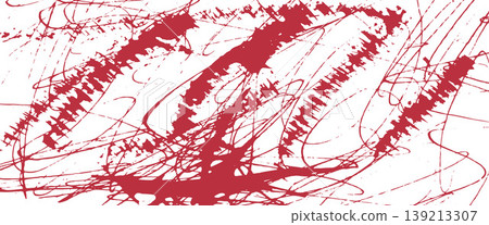 Brush red background with ink scratch and messy paint on grunge texture. Abstract brush marks on background with wave and squiggle overlay. Red punk grunge vector for urban graphic poster Brush red background with ink scratch and messy paint on grunge texture. Abstract brush marks on background with wave and squiggle overlay. Red punk grunge vector for urban graphic poster 139213307