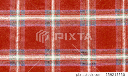vibrant red tartan plaid fabric closeup texture with intersecting blue green white stripes evoking cozy scottish highland warmth and autumnal rustic charm vibrant red tartan plaid fabric closeup texture with intersecting blue green white stripes evoking cozy scottish highland warmth and autumnal rustic charm 139213530