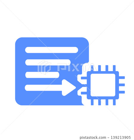 IT material (blue) illustrating an automated system that analyzes text information using artificial intelligence. 139213905