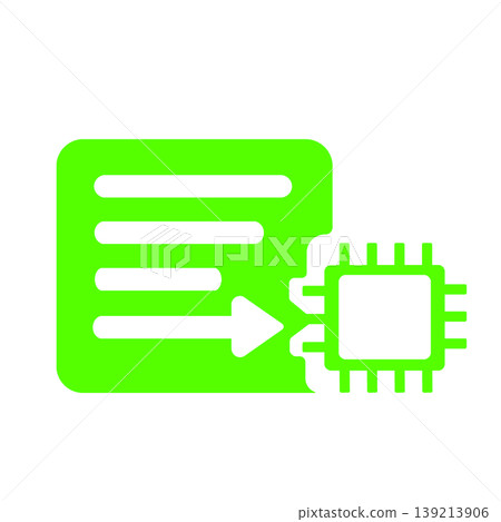 IT material (green) illustrating an automated system that analyzes text information using artificial intelligence. 139213906