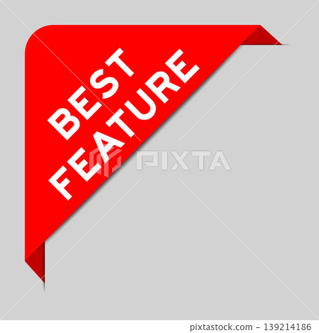 Red color of corner label banner with word best feature on gray background Red color of corner label banner with word best feature on gray background 139214186
