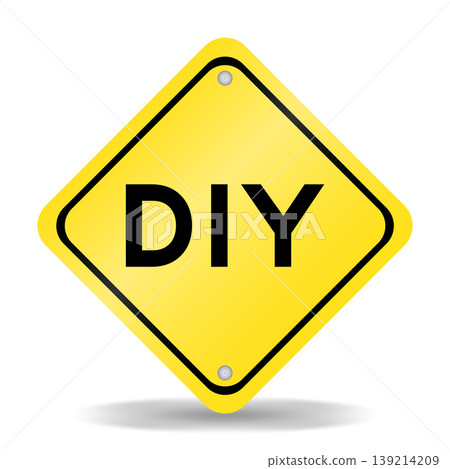 Yellow color transportation sign with word DIY (abbreviation of do it yourself) on white background Yellow color transportation sign with word DIY (abbreviation of do it yourself) on white background 139214209