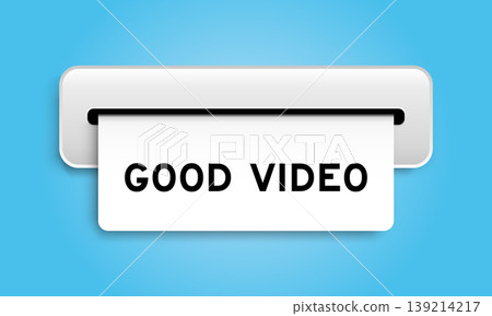 White coupon banner with word good video from machine on blue color background White coupon banner with word good video from machine on blue color background 139214217