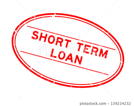 Grunge red short term loan word oval rubber seal stamp on white background 139214232