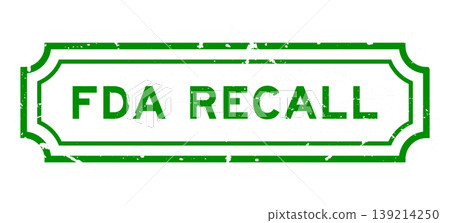 Grunge green FDA recall word square rubber stamp on white background 139214250