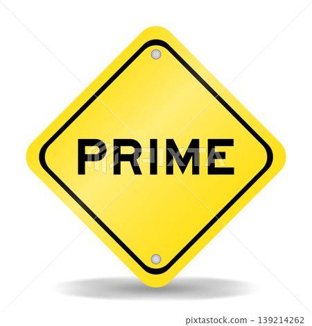 Yellow color transportation sign with word prime on white background 139214262