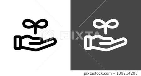 A simple icon illustration depicting the growth of a sprout and a palm. A simple icon illustration depicting the growth of a sprout and a palm. 139214293