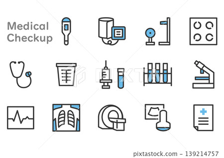 Simple illustration icon set for health checkups and examinations Simple illustration icon set for health checkups and examinations 139214757