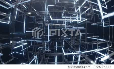 Immersive digital environment with infinite repeating luminous structures Immersive digital environment with infinite repeating luminous structures 139215442