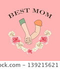 mothers day mom and daughter holding hand with carnation flowers cute cartoon vector flat design 139215621