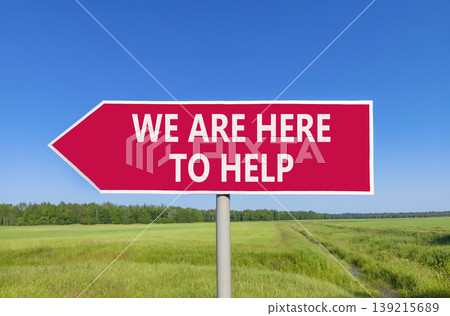Support, help and we are here to help symbol. Concept words We are here to help on beautiful red road sign. Beautiful blue sky field background. Business we are here to help concept. Copy space. Support, help and we are here to help symbol. Concept words We are here to help on beautiful red road sign. Beautiful blue sky field background. Business we are here to help concept. Copy space. 139215689