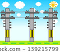 Illustration material of telephone poles and a natural cityscape 139215799