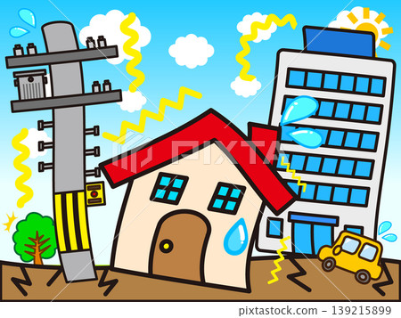 Illustration of a residential area after an earthquake (2) Illustration of a residential area after an earthquake (2) 139215899